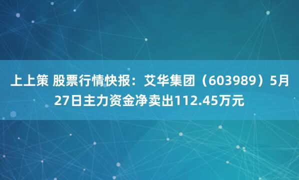 上上策 股票行情快报：艾华集团（603989）5月27日主力资金净卖出112.45万元